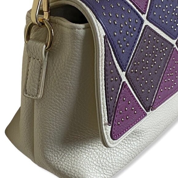 Charming Charlie Handbag Shades of Purple/Cream Studded Crossbody/Shoulder Bag - Picture 3 of 9